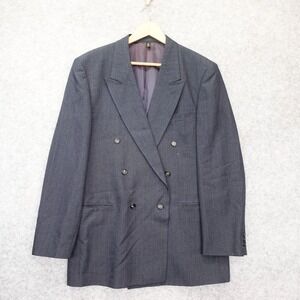 Double Breasted Suit Jacket Mens 42L Long M Navy Pinstripe Formal Blazer BONELLI